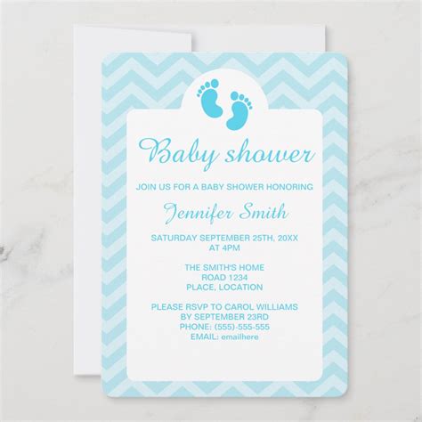 Blue Baby Footprints Silhouette Baby Shower Invitation | Zazzle