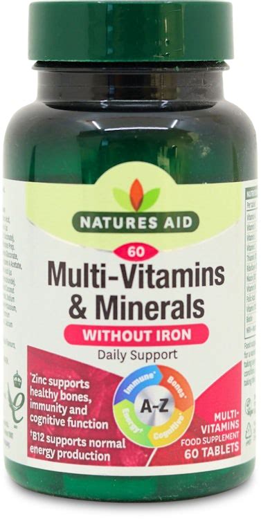 Nature S Aid Multi Vitamins And Minerals Without Iron 60 Tablets Medino