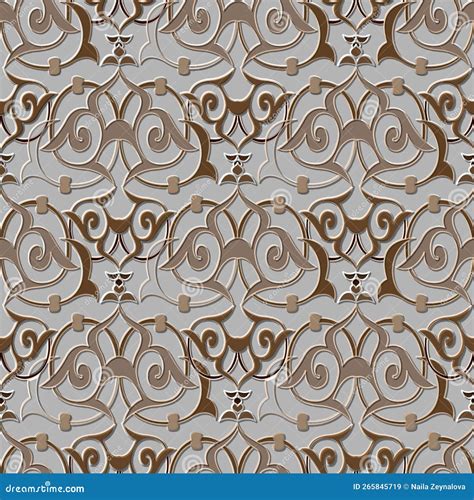 Textured Floral Emboss 3d Seamless Pattern Embossed Arabesque Vector Background Repeat Modern