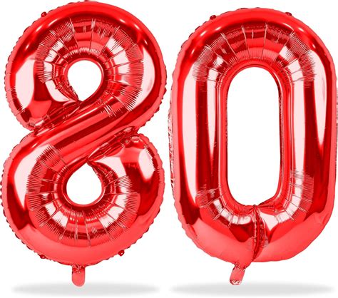 Red Number 80 Balloons For 50th Birthday Decorations 40