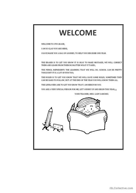 Welcome Letter English Esl Worksheets Pdf And Doc