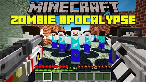 Minecraft Zombie Apocalypse Mod Zombie Nuke Guns And More Modded Mini Game Youtube