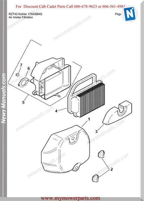 Cub Cadet Parts Manual For Model Rzt42 Kohler 17Aa5B4G