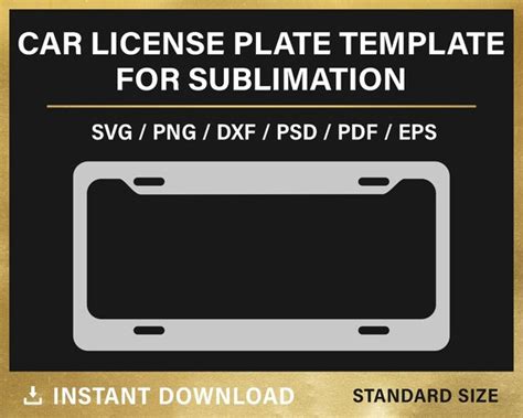 Car License Plate Frame Template Blank Template For Etsy