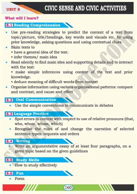 Civic Sense and Civic Activities - Unit 8 - English 10th Text Book