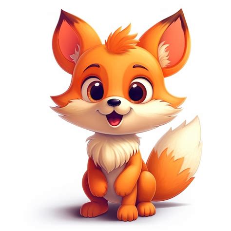 Premium AI Image Cartoon Fox Sitting On The Ground With A Big Smile