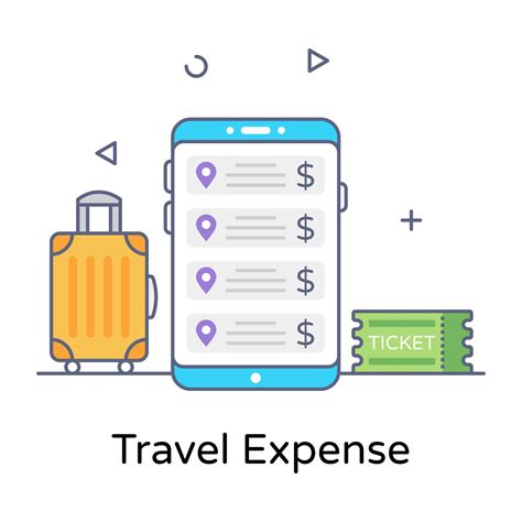 Flat Outline Icon Of Travel Expense Premium Download 6095106 Vector