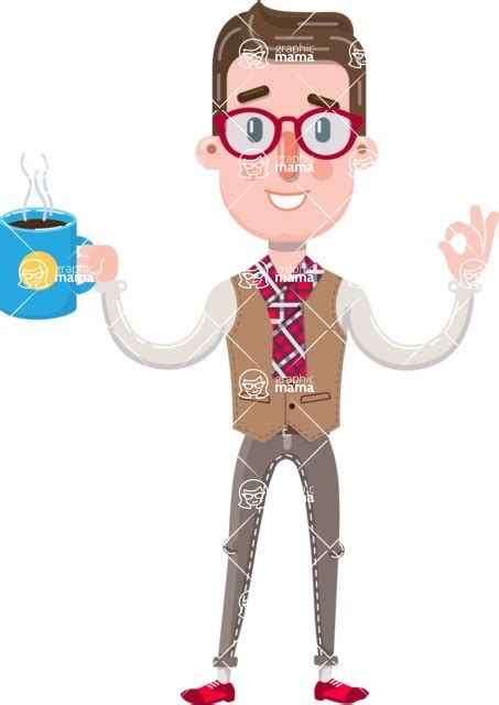 Smart Office Man Cartoon Character In Flat Style 112 Illustrations