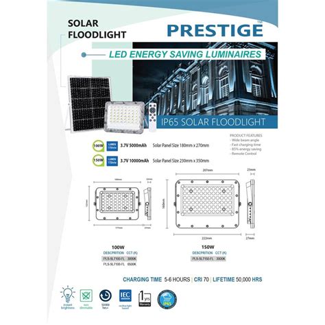 Prestige Ip Led Solar Floodlight W W W W K K