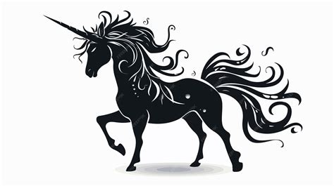 silhouette   majestic unicorn mythical horned horse graphic