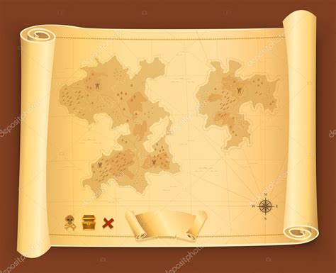 Treasure Map On Parchment Scroll Stock Vector Image By ©benchyb 11781274