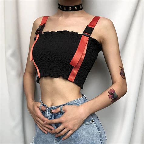 Summer Girls Sexy Top Seams And Ribbons Stitching Bodycon Crop Tops