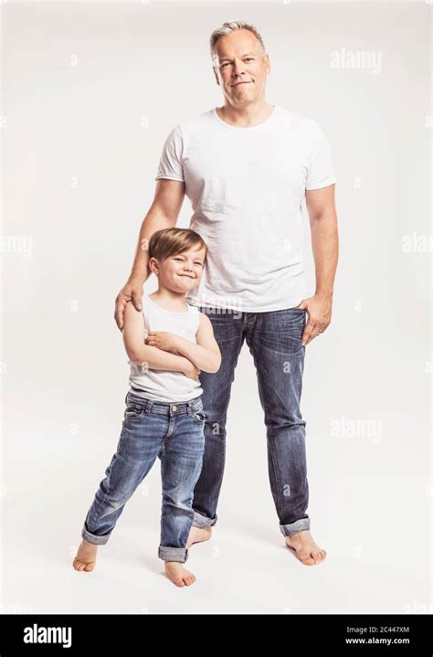 portrait  father  son   studio  res stock photography