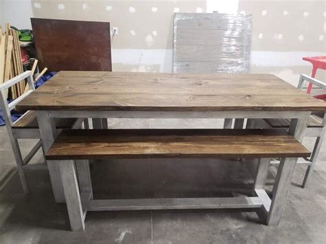 Counter Height Rustic Farmhouse Table With Stools And Benches High Top