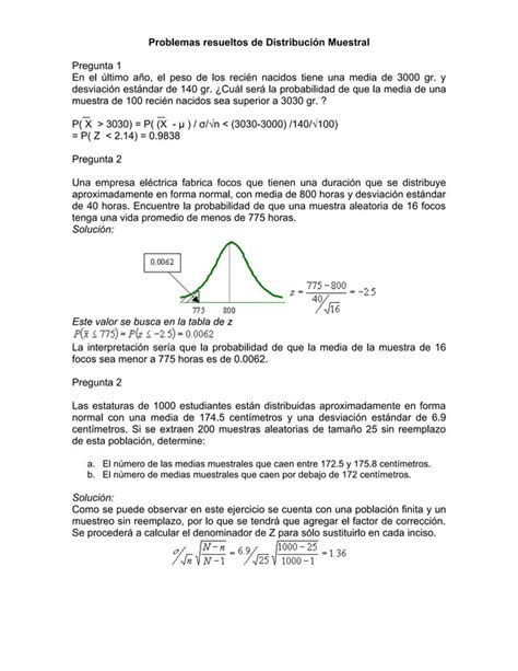 Problemas Resueltos De Distribución Muestral Pdf