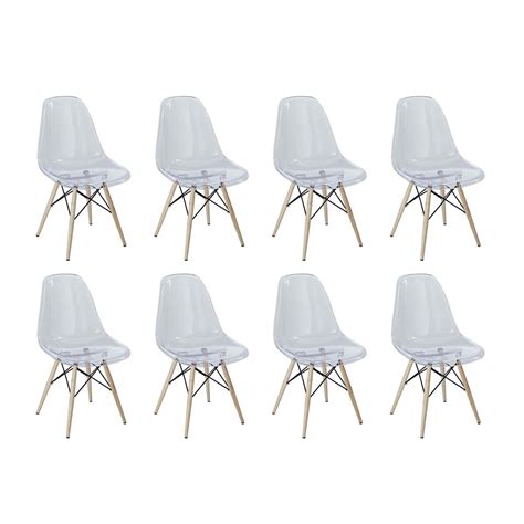 Set Of 8 Multipurpose Modern Design Crystal Clear Dining Eames Chairs ...