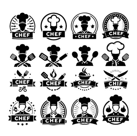 Logo Ou étiquette Du Chef Cuisinier Illustration Du Menu Du Restaurant