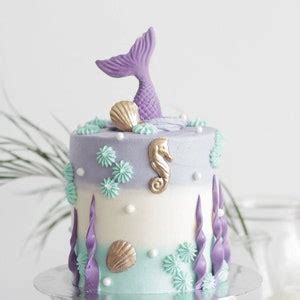 Mermaid Tail Fondant Cake Topper Edible Girl Birthday Etsy