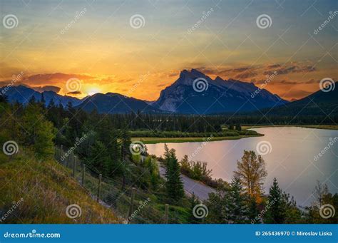 Sunset Over Vermilion Lake In Banff National Park Alberta Canada