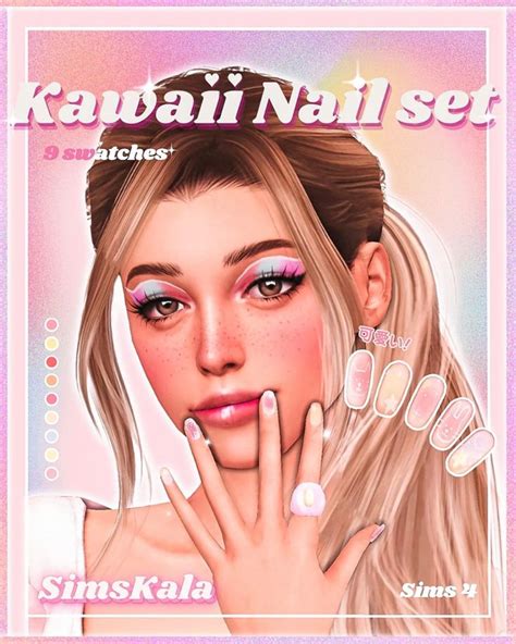 SimsKala Kawaii Nail Set SimsKala In 2023 Sims 4 Nails Sims