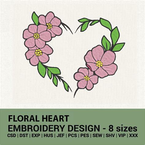 Floral Heart Embroidery Design Premium Quality Download