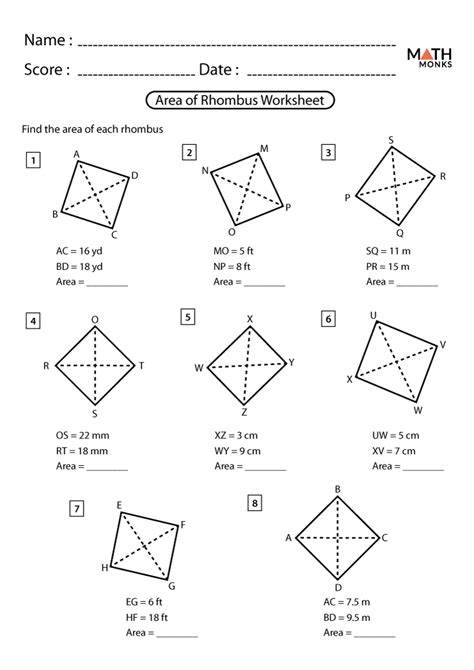 Rhombus Worksheets Math Monks Worksheets Library