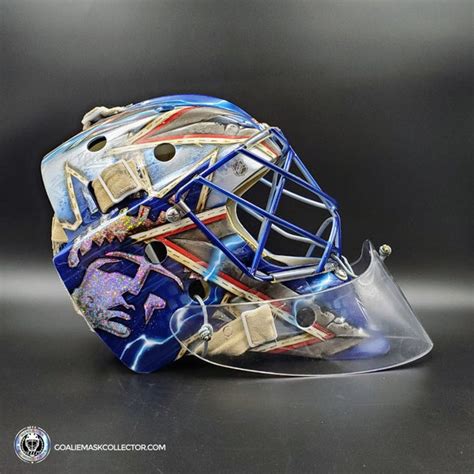 Henrik Lundqvist Game Worn Goalie Mask 2015-16 New York Rangers Painte ...