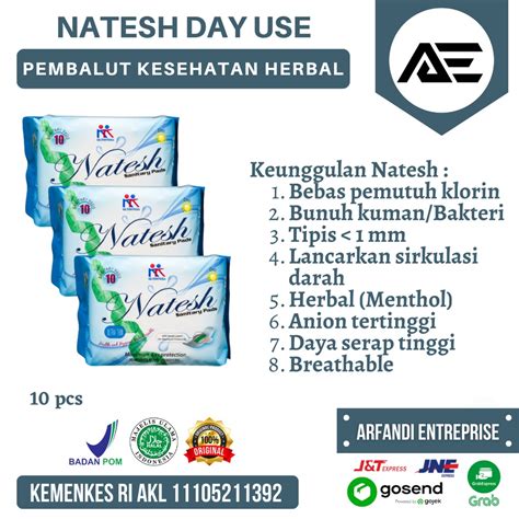 Jual Paket Hemat Pembalut Herbal Natesh Day Siang Softex Bebas