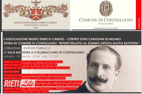 L Associazione Museo Enrico Caruso Dona Al Comune Di Contigliano Dei