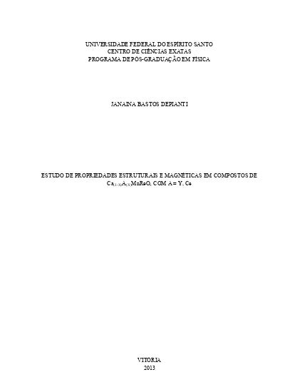 Estudo De Propriedades Estruturais E Magn Ticas Em Compostos De Ca X