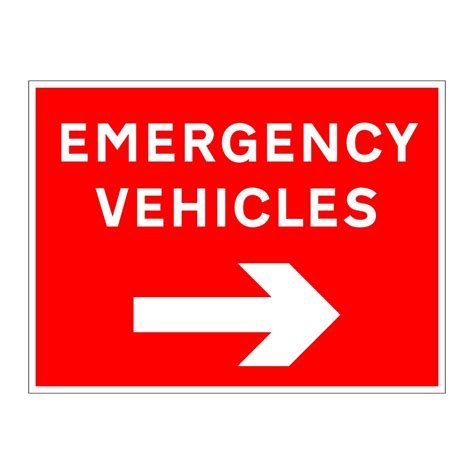 Emergency vehicles Arrow Right sign | by British Safety Signs