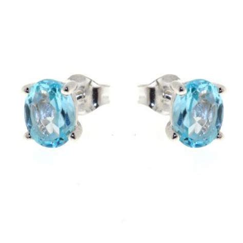 Boucles D Oreilles Argent Topaze Bleue Trait E Ovale X Mm Ref