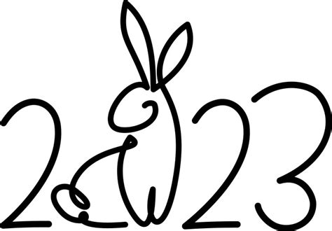 2023 Rabbit One Line Continuous Drawing Year Vector Image