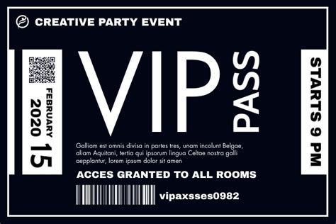 Copy Of Vip Pass Template White And Dark Blue Colors Postermywall