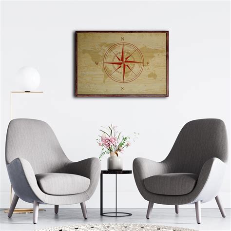 Compass Wood Wall Art Wooden Wall Art Framed Wall Art Large Painting For Living Room Modern