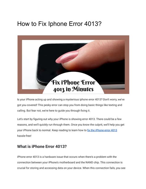 How To Fix Iphone Error 4013pdf