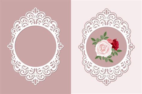 Premium Vector Laser Cut Frame Collection With Swirls Lace Border