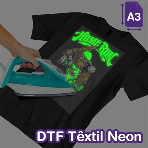 DTF Têxtil Neon 28x40cm Pronto para Aplicação Envie sua Arte