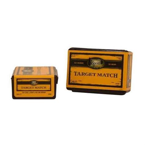 Speer 22 Caliber 52 Grain Boat Tail Hollow Point Match Bullet 100 Box