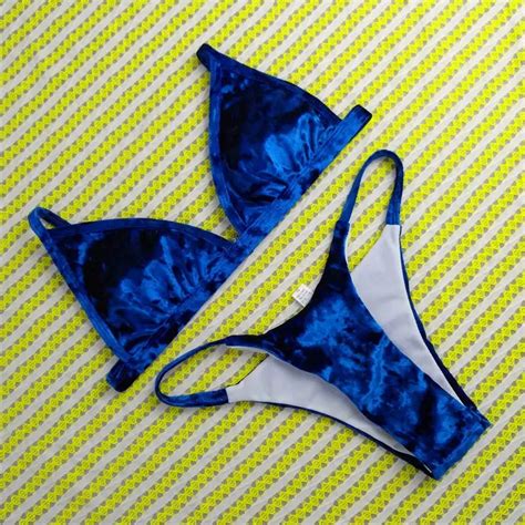 Women Velvet Bikini Set Swimsuit Swimming Suit Bathing Thong Beach