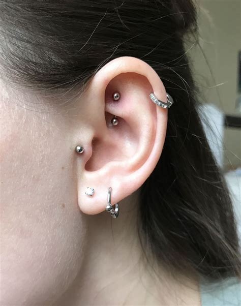 Piercings Rook Tragus Helix Cartilage Double Lobes Earrings Piercing Ideas