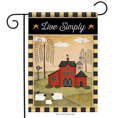 Country Living Primitive Garden Flag Live Simply Patriotic Double Sided