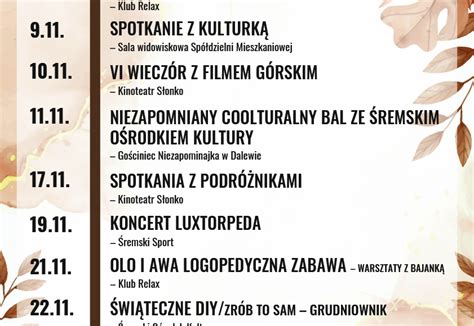 Kulturalny rozkład jazdy ŚOK na listopad Śrem