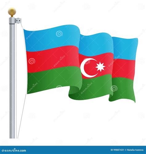 Waving Azerbaijan Flag Isolated On A White Background Vector Illustration Stock Vector