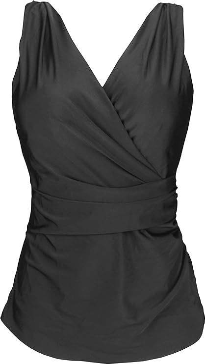 Cocoship Black Solid Women S One Piece V Neckline Shirred Bikini