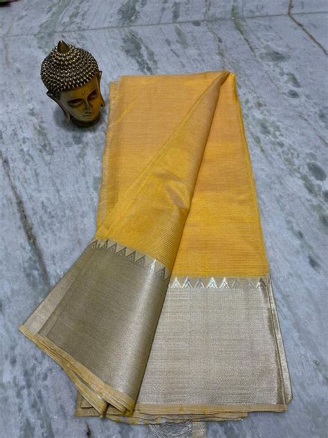 Mangalagiri Pure Pattu By Cotton 250 50 Big Border Plain Pattu Sarees