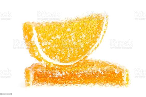 Jujube Orange Jelly Candy Isolated On White Background Stock Photo