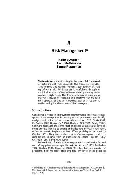 Pdf Risk Management