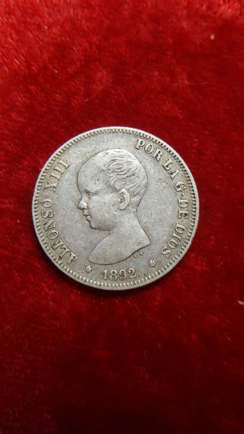 Moneda España Alfonso XII 2 pesetas 1892 Cod 32046 Monedas