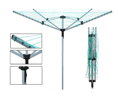 Buy Heavy Duty 4 Arm 50m Rotary Airer With Free Metal Ground Spike Outdoor Folding Washing Line